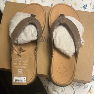 OluKai Tan and Brown Leather Sandals